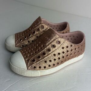 Native Rose Gold Glitter Shoes size 6
